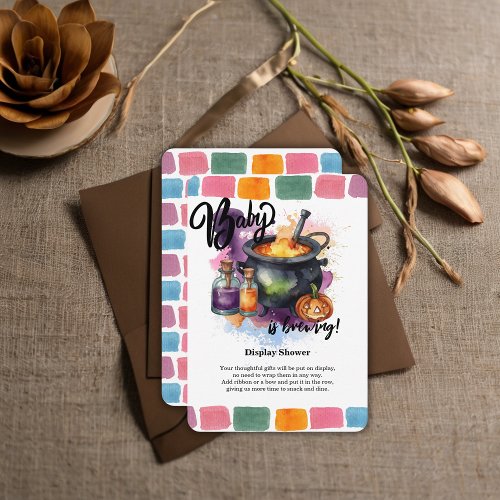 A Baby Is Brewing  Cute Halloween Baby Shower Enclosure Card