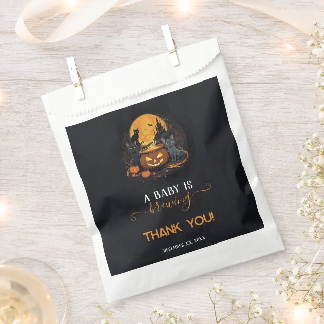 A Baby Is Brewing Cute Halloween Baby Shower Favor Bag (Clipped)