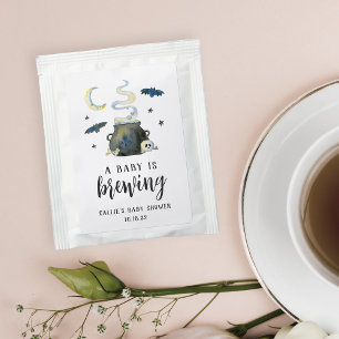A Baby Is Brewing Cute Halloween Baby Shower Favor Tea Bag Drink Mix