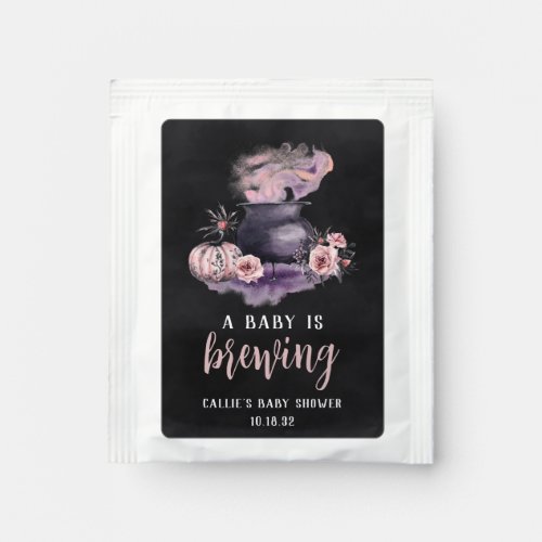A Baby Is Brewing Cute Halloween Baby Shower Favor Tea Bag Drink Mix