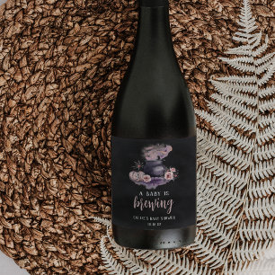 A Baby Is Brewing Cute Halloween Baby Shower Favor Wine Label