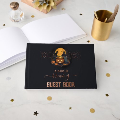 A Baby Is Brewing Cute Halloween Baby Shower Foil  Foil Guest Book