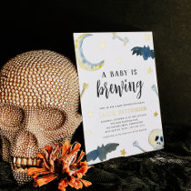 A Baby Is Brewing | Cute Halloween Baby Shower Foil Invitation