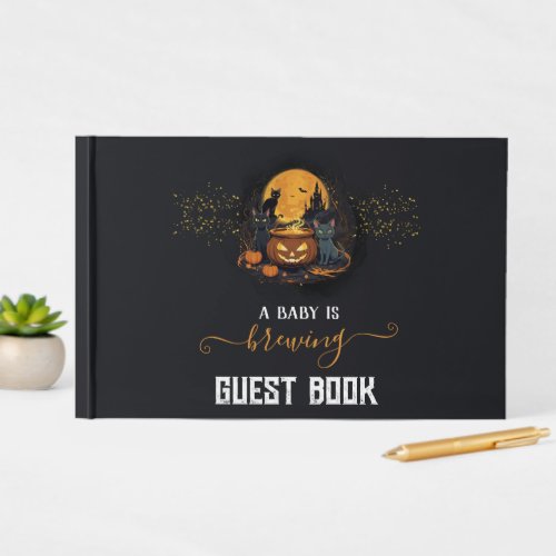 A Baby Is Brewing Cute Halloween Baby Shower  Guest Book