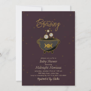 A Baby Is Brewing Cute Halloween Baby Shower Invitation