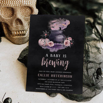 A Baby Is Brewing | Cute Halloween Baby Shower Invitation by RedwoodAndVine at Zazzle