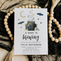 A Baby Is Brewing | Cute Halloween Baby Shower Invitation