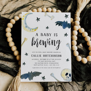A Baby Is Brewing Cute Halloween Baby Shower Invitation