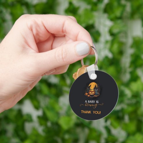 A Baby Is Brewing Cute Halloween Baby Shower Keychain