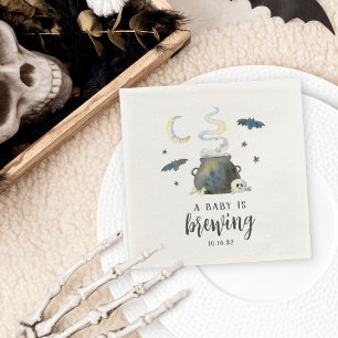 A Baby Is Brewing Cute Halloween Baby Shower Napkins