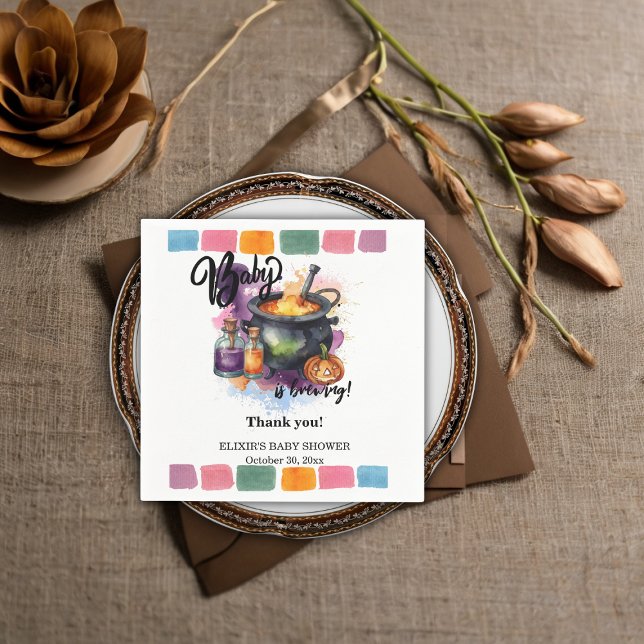 A Baby Is Brewing | Cute Halloween Baby Shower Napkins (Creator Uploaded)