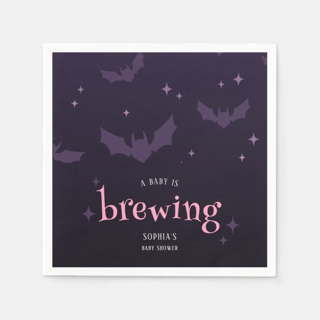 A Baby Is Brewing Cute Halloween Baby Shower Napkins (Front)