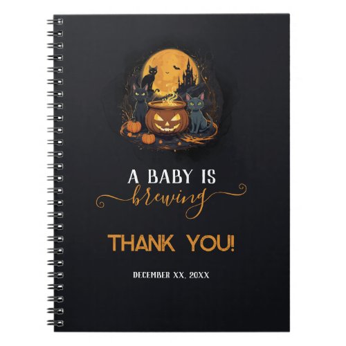 A Baby Is Brewing Cute Halloween Baby Shower Notebook