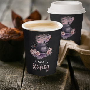 A Baby Is Brewing Cute Halloween Baby Shower Paper Cups