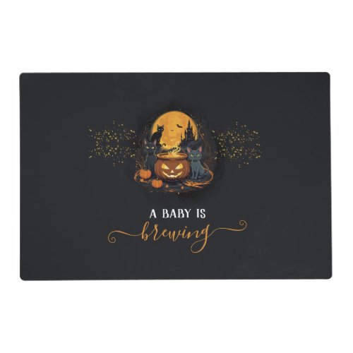 A Baby Is Brewing Cute Halloween Baby Shower  Placemat