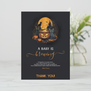 A Baby Is Brewing Cute Halloween Baby Shower Thank You Card