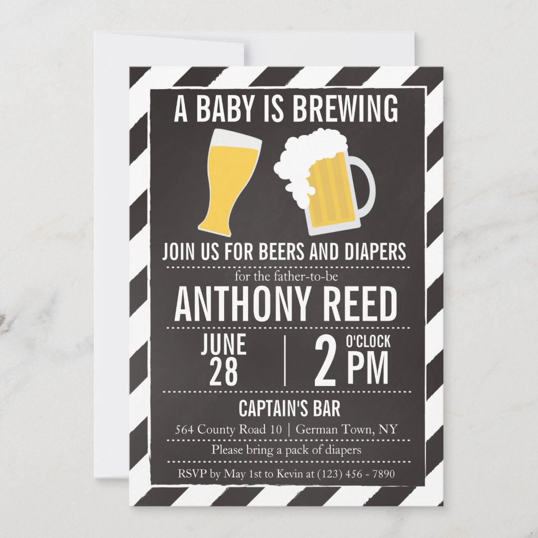 A Baby is Brewing Diaper and Beer Party Invitation Zazzle