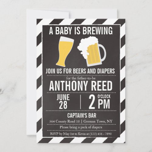 A Baby is Brewing Diaper and Beer Party Invitation