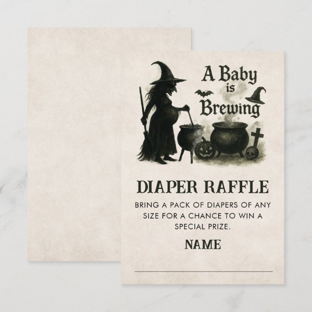 A Baby Is Brewing Diaper Raffle Baby Shower Enclosure Card (Front/Back)