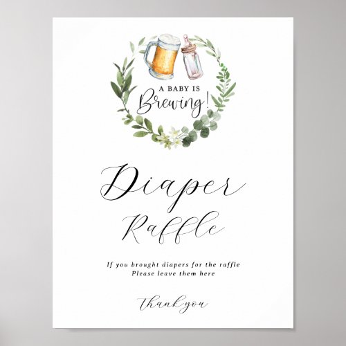 A Baby is Brewing Diaper Raffle Sign