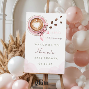 A Baby Is Brewing Dusty Pink Coffee Baby Shower Foam Board