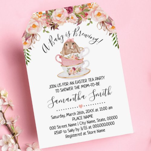 A Baby is Brewing Easter Tea Shower Invitation