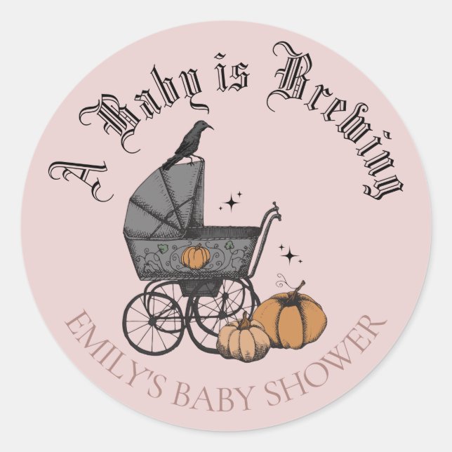 A Baby is Brewing Fall Baby Shower Favor Sticker (Front)