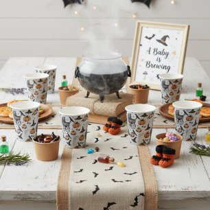 A Baby is Brewing Fall Baby Shower Gray Paper Cups