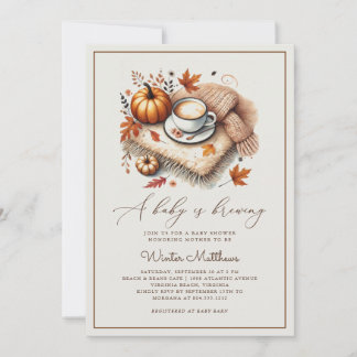 A Baby is Brewing Fall Coffee Baby Shower Invitation