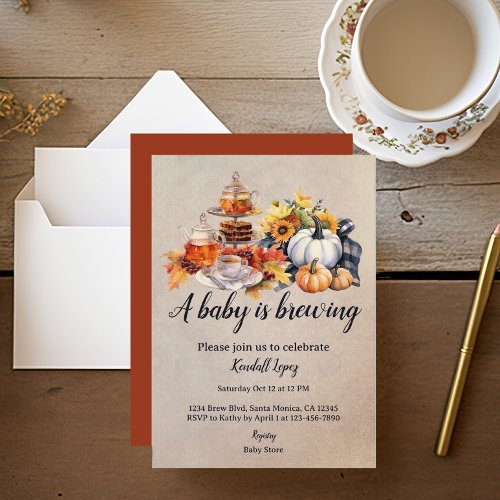 A baby Is brewing Fall Sunflower Invitation