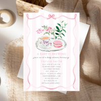 A Baby Is Brewing Fancy Macaron Pink Bow Tea Party