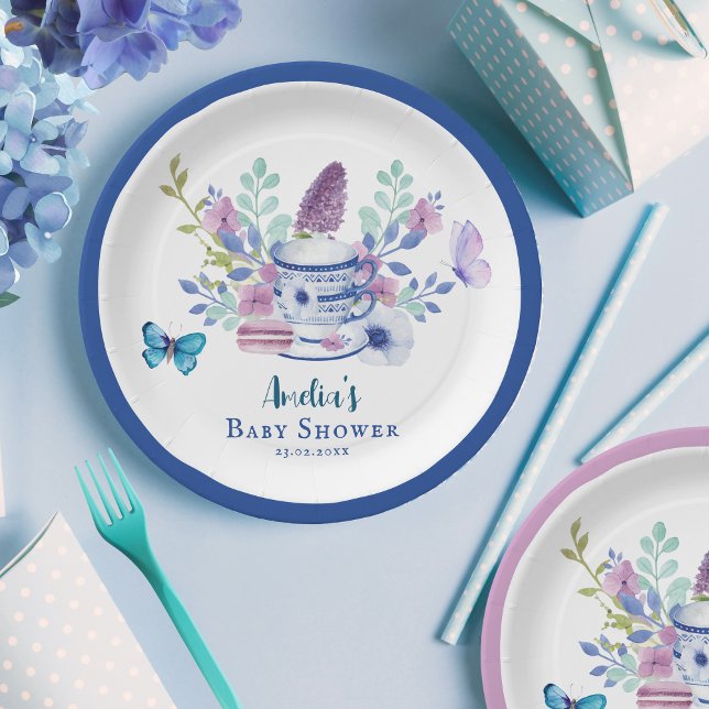 A Baby is brewing floral teacups Baby shower  Paper Plates (Creator Uploaded)