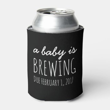 A Baby Is Brewing Funny Baby Shower Can Cooler by MoeWampum at Zazzle