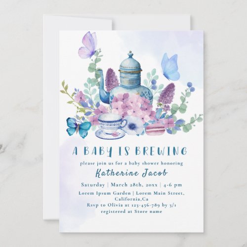 A baby is brewing gender neutral baby shower invitation