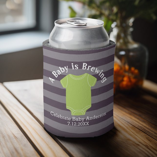 A Baby is Brewing - Gender Neutral Shower Favor Can Cooler (Baby Shower Favor - Personalized Can Cooler for a Couple's Shower - A Baby is Brewing)