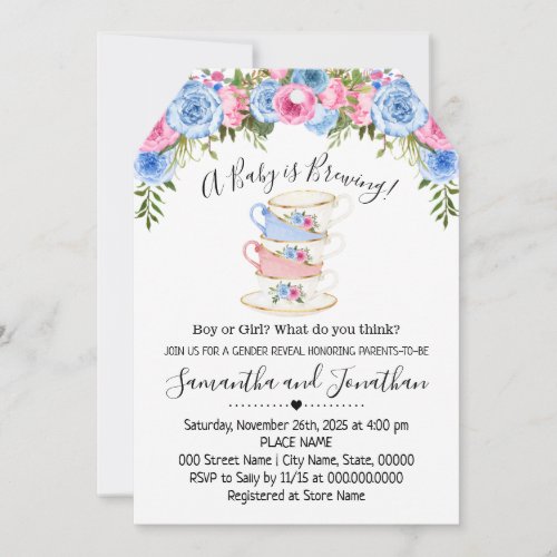 A Baby is brewing gender reveal tea baby shower Holiday Card