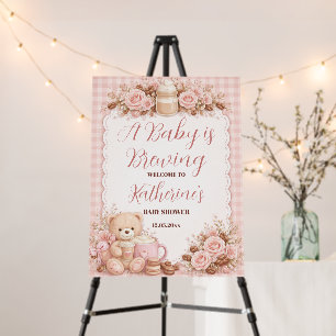 A Baby is Brewing Gingham Baby Shower welcome Foam Board