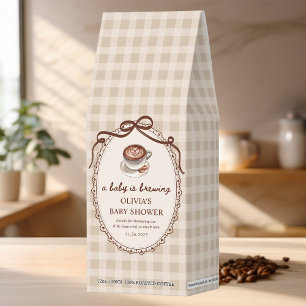 A Baby is Brewing Gingham Cafe Baby Shower Favor Roasted Coffee