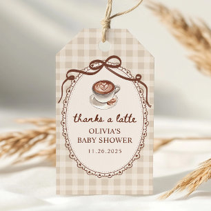 A Baby is Brewing Gingham Coffee Baby Shower Favor Gift Tags