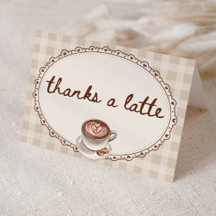 A Baby is Brewing Gingham Coffee Baby Shower Letterpress Thank You Card