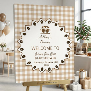 A Baby is Brewing Gingham Coffee Neutral Gender Foam Board