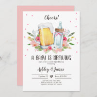 A Baby is Brewing Girl Cheers Coed Baby Shower Inv Invitation