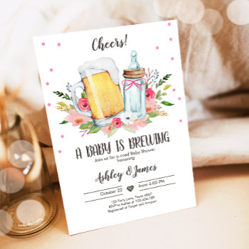 A Baby Is Brewing Girl Cheers Coed Baby Shower Invitation by Anietillustration at Zazzle
