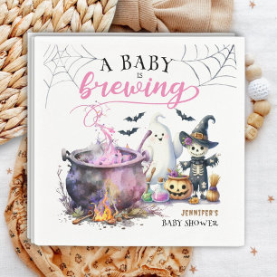 A Baby is Brewing Girl Pink Halloween Baby Shower Napkins