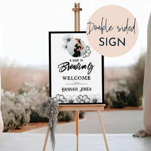 A baby is brewing Goth Baby Shower Skull & Flowers Foam Board