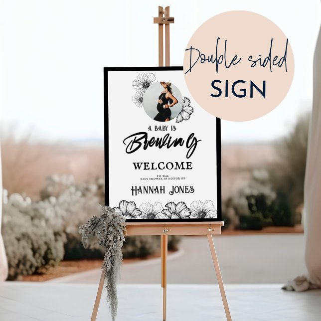 A baby is brewing Goth Baby Shower Skull & Flowers Foam Board (Creator Uploaded)