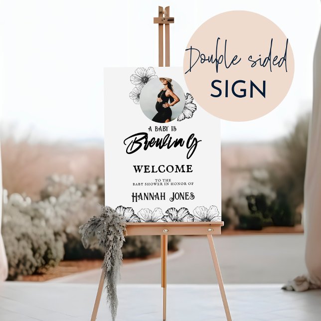 A baby is brewing Goth Baby Shower Skull & Flowers Foam Board (Creator Uploaded)