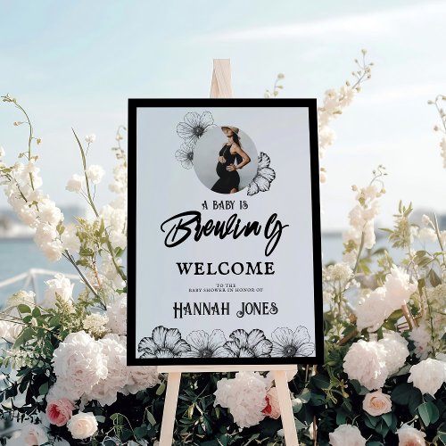 A baby is brewing Goth Baby Shower Skull  Flowers Foam Board