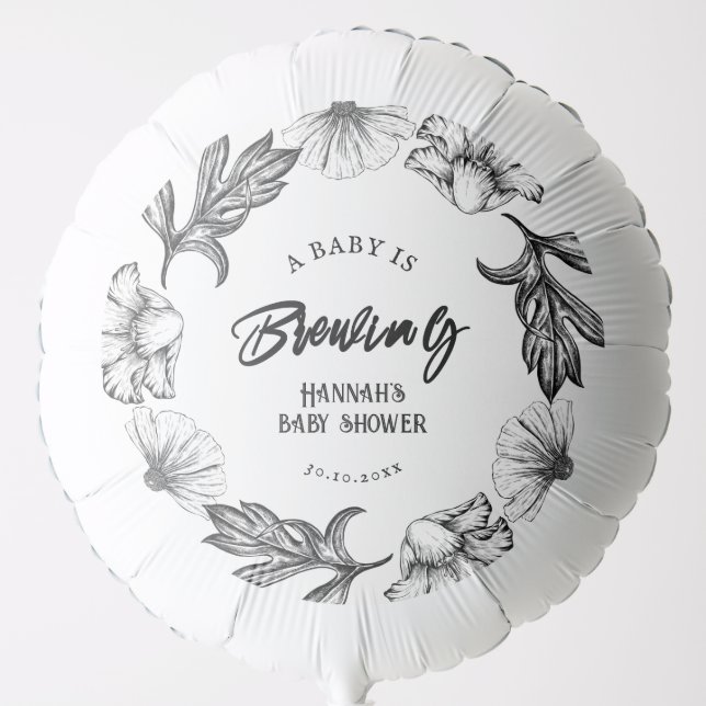 A baby is brewing Gothic Flower tattoo Baby Shower Balloon (Front)