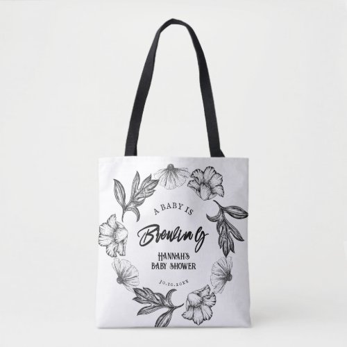 A baby is brewing Gothic Flower tattoo Baby Shower Tote Bag